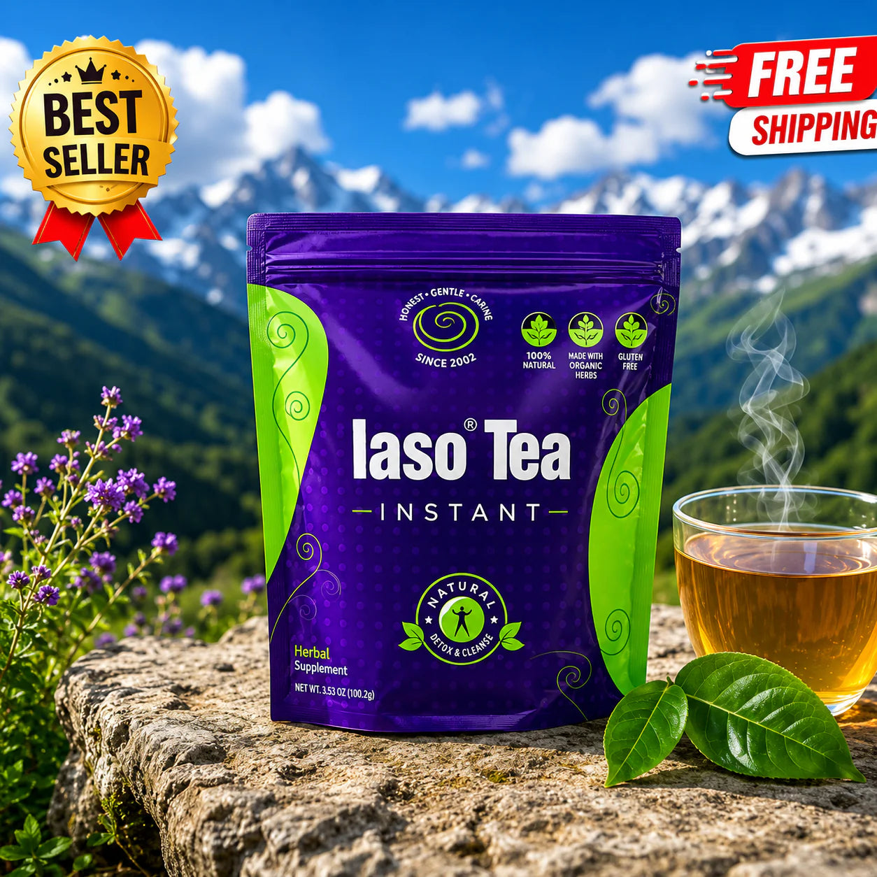 IASO Tea Original Instant Detox Tea Dietary Supplement Bundle 2 Pack