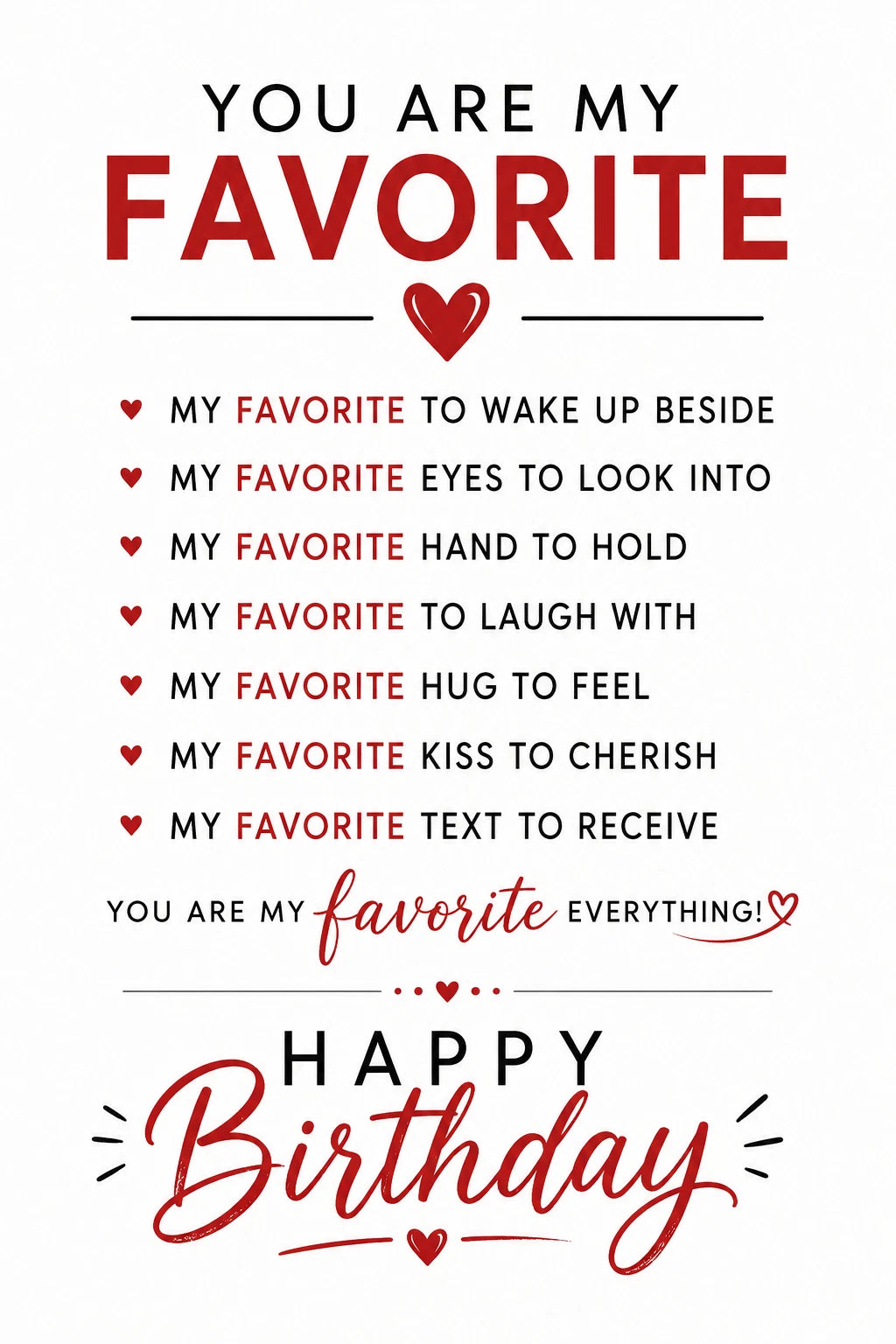 Favorite Happy Birthday For Someone Special Happiness 4x6 Card